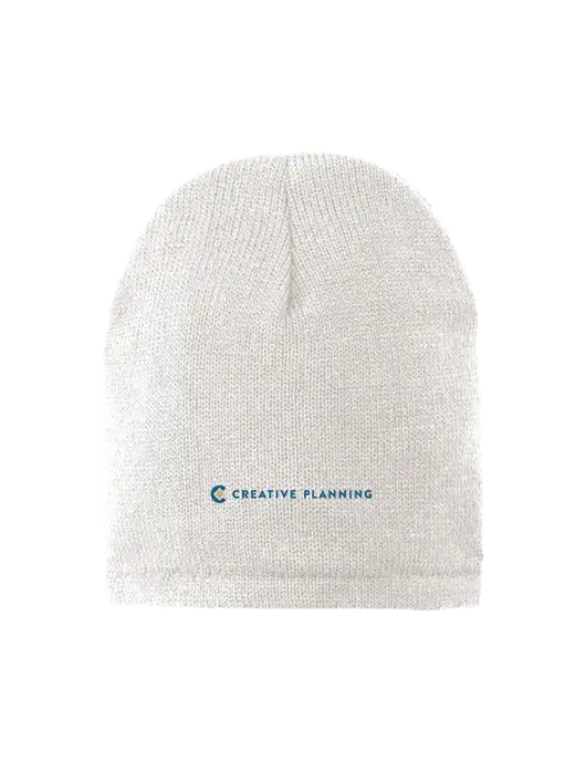 White Fleece-Lined Beanie Cap w/Creative Planning Logo