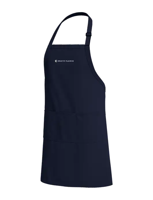 Easy Care Extra Long Bib Navy Apron with Stain Release w/Creative Planning Logo