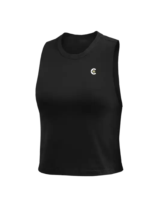 BELLA+CANVAS Womens Black Racerback Crop Tank  w/CP Icon Logo