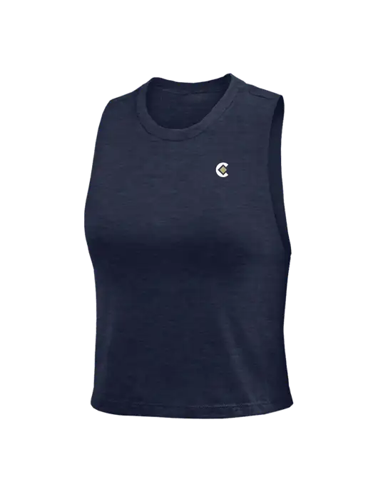 BELLA+CANVAS Womens Heather Navy Racerback Crop Tank  w/CP Icon Logo