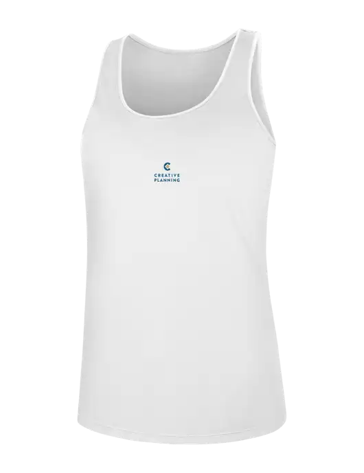 Womens White PosiCharge Competitor Racerback Tank w/Creative Planning Logo