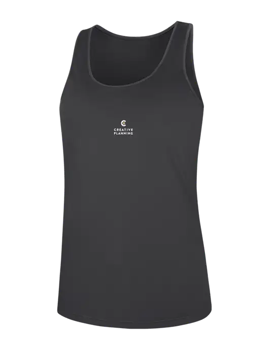 Womens Dark Grey PosiCharge Competitor Racerback Tank w/Creative Planning Logo
