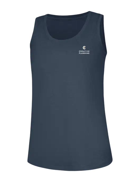 Womens Navy Frost Perfect Tri Racerback Tank w/Creative Planning Logo