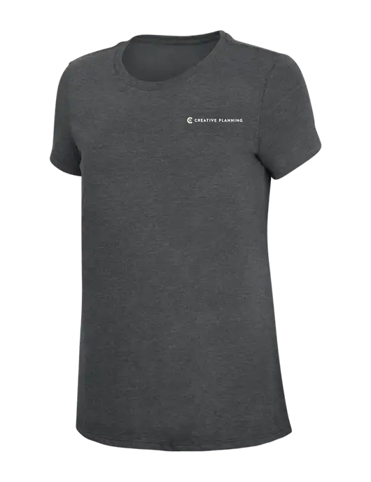 Womens Simply Soft Charcoal 4.5oz Poly/Combed Ring Spun Cotton T-Shirt w/Creative Planning Logo