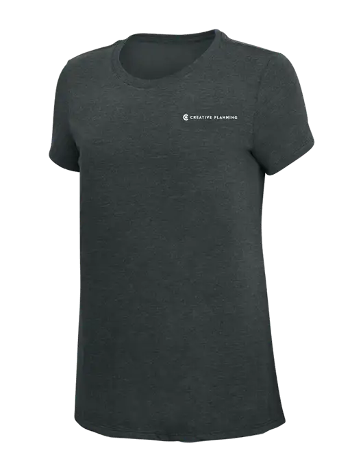 Womens Simply Soft Black Frost 4.5oz Poly/Combed Ring Spun Cotton T-Shirt w/Creative Planning Logo