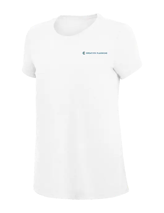 Womens Simply Soft White 4.5oz Poly/Combed Ring Spun Cotton T-Shirt
 w/Creative Planning Logo