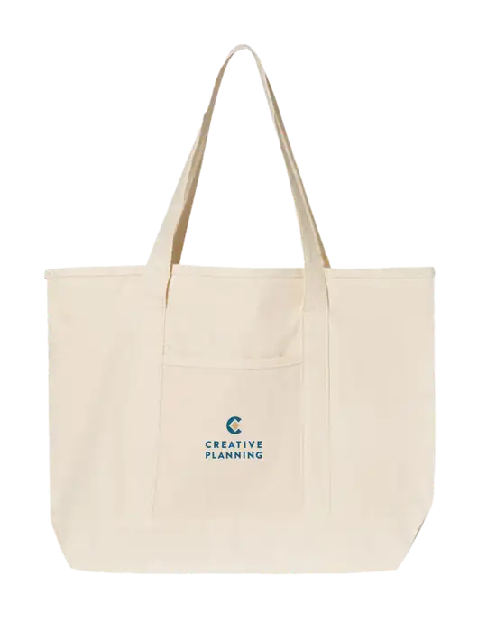 Natural Large Canvas Deluxe Tote w/Creative Planning Logo